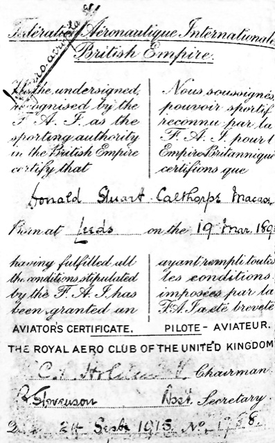 Aviator’s Certificate